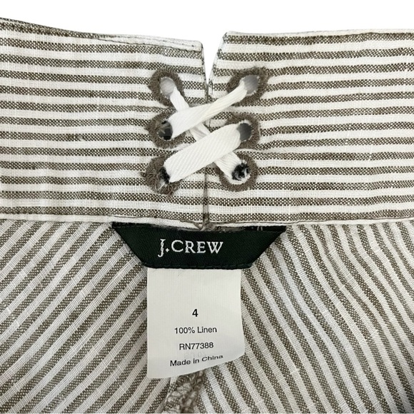 J. Crew Linen Size 4 Midi Sailor Button A-Line Skirt Striped Lace Up Back - Picture 9 of 10